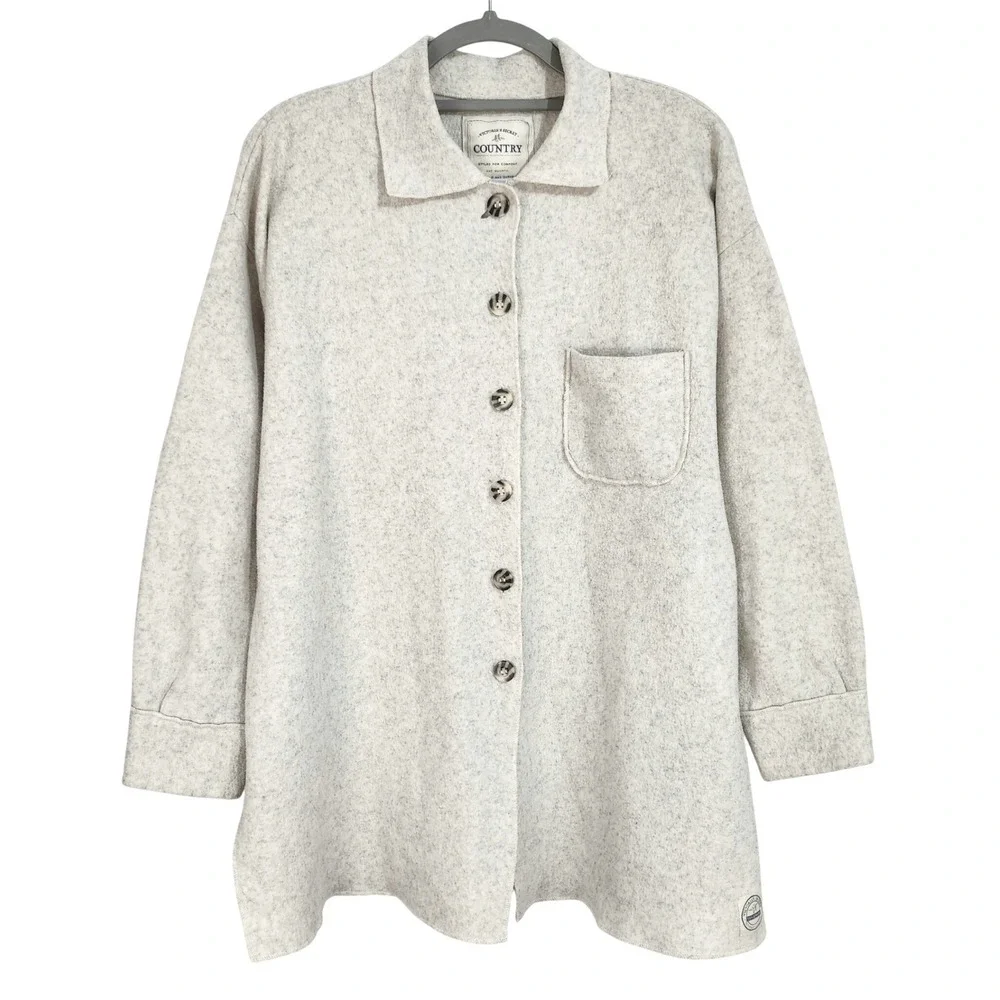 Vintage 90s Victoria's Secret Country Fleece Button Up Shacket‎ Medium Oatmeal